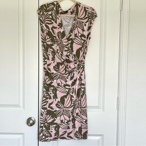 Tommy Bahama | Faux-wrap Short Sleeve Palm Leaf Print Medium Resort dress